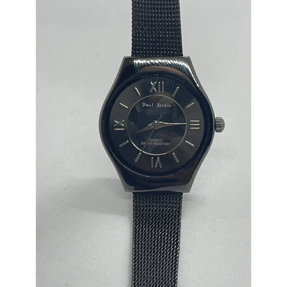 Paul Jardin Men's Quartz Watch Round All Black Water Resistant